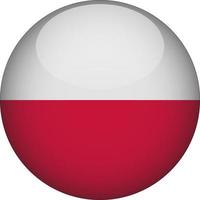 icône de bouton drapeau national arrondi 3d pologne vecteur