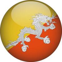 bhoutan 3d drapeau national arrondi icône bouton illustration vecteur