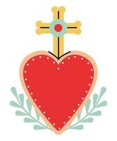 coeur sacré avec croix vecteur