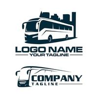 modèle de logo de bus et de ville vecteur