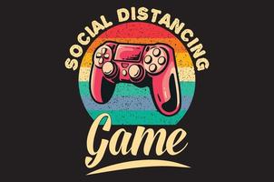 conception de t-shirt de jeu de distanciation sociale vecteur
