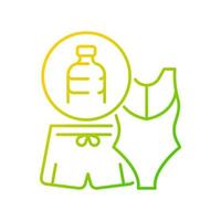 maillot de bain d'icône de vecteur linéaire dégradé de bouteilles en plastique. déchets plastiques recyclés. maillot de bain éthique. symbole de couleur de ligne mince. pictogramme de style moderne. dessin de contour isolé de vecteur