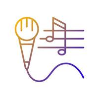 talent pour chanter l'icône de vecteur linéaire dégradé. cours et stages de chant. chanter et jouer de la musique. chanteur talentueux. symbole de couleur de ligne mince. pictogramme de style moderne. dessin de contour isolé de vecteur