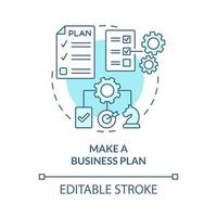 faire l'icône de concept de stratégie de plan d'affaires. lancement réussi de la startup. fournir une illustration de fine ligne d'idée abstraite de stratégie de promotion de produit. dessin de couleur de contour isolé de vecteur. trait modifiable vecteur