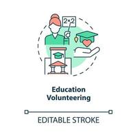 icône de concept de bénévolat d'éducation. programme de charité pour l'école. aide bénévole des enseignants à l'illustration de la ligne mince de l'idée abstraite. dessin de couleur de contour isolé de vecteur. trait modifiable vecteur