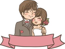 mariage dessin animé amour ensemble clipart gratuit mignon kawaii vecteur