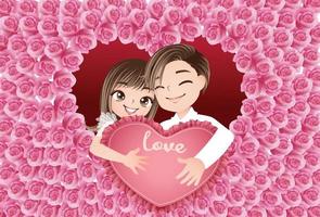 amour jeune couple mariage vecteur de dessin animé clipart