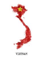 carte du vietnam et conception de peinture à l'aquarelle de drapeau. forme de pays de dessin réaliste. fond isolé blanc. vecteur. vecteur