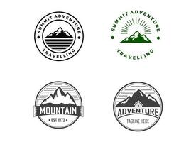 le modèle de conception de paquets de logo d'aventure de montagne vintage. vecteur