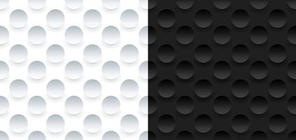 Sphère de cercles noir et blanc 3D motif transparent en relief sur fond sombre vecteur