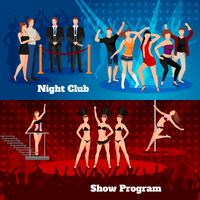 Night Club Dance Show 2 bannières plates vecteur