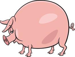 personnage d'animal de ferme de cochon de dessin animé vecteur