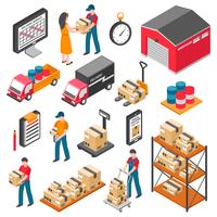 Logistique et livraison isométrique Icons Set vecteur