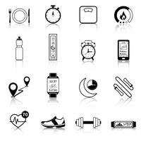 Fitness Tracker Black Icons vecteur