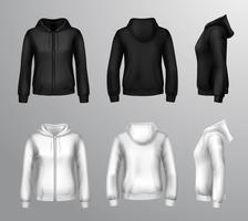 Sweats à capuche femme noir et blanc vecteur