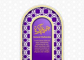 mosquée jumat mubarak porte islamique illustration vectorielle définie en violet et jaune élégant vecteur