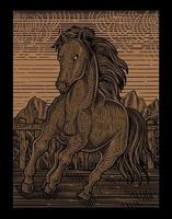 illustration cheval vintage avec style de gravure vecteur