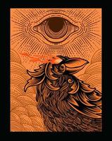 illustration oiseau corbeau avec des yeux effrayants illuminati vecteur