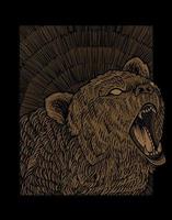 illustration vintage grizzly avec style de gravure vecteur