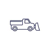 icône de camion chasse-neige sur blanc, dessin au trait vecteur