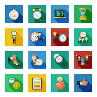 Gestion du temps Flat Shadow Icons Set vecteur