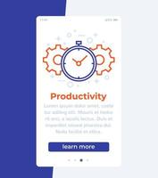 bannière mobile de productivité avec icône de ligne vecteur