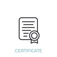 icône de certificat, style de ligne vecteur