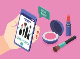 composition de maquillage virtuel pour smartphone vecteur