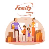 Famille se déplaçant en illustration de dessin animé vecteur