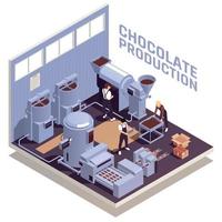 vue isométrique de la production de chocolat vecteur