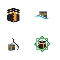 modèle de conception d'illustration de logo de symbole de la mecque de la kaaba vecteur