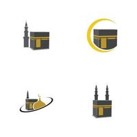 modèle de conception d'illustration de logo de symbole de la mecque de la kaaba vecteur