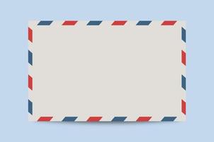 enveloppe postale vintage réaliste avec des couleurs de bordure rouges et bleues. vecteur