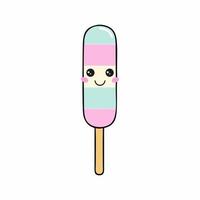 crème glacée colorée sur un bâton. crème glacée avec des yeux et un sourire. illustration vectorielle en style cartoon. vecteur