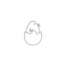poulet mignon assis dans la coquille d'un œuf. illustration vectorielle pour les vacances de pâques. livre de coloriage pour les enfants. vecteur
