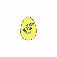 oeuf de pâques jaune avec une brindille. illustration vectorielle pour les vacances de pâques dans un style doodle. vecteur