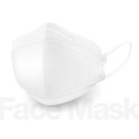 Les nouveaux masques médicaux 3D offrent une protection supérieure. Le système de filtre à quatre couches aide à parler, à tousser ou à éternuer, le masque ne tombe pas sur fond blanc. fichier réaliste. vecteur