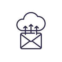 Mail à l'icône de ligne cloud sur blanc vecteur
