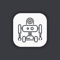 icône de ligne robotique, pictogramme de robot, génie mécanique vecteur