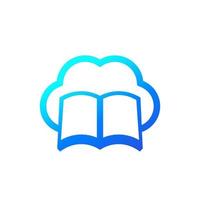 livres en nuage, icône de bibliothèque en ligne sur blanc vecteur