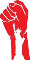 silhouette de la statue de la liberté dans la révolution poing vecteur