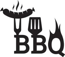 silhouette de saucisse et de spatule de gril de bbq