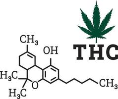 formule chimique structurale moléculaire du tétrahydrocannabinol thc vecteur