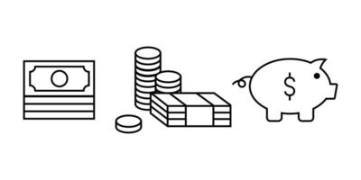 ensemble d'illustrations créatives d'icônes modifiables liées aux affaires financières. investissement. trait vectoriel d'élément adapté à la conception ui ux d'applications financières ou économiques.