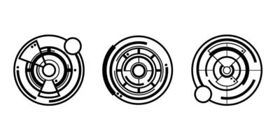 illustration cible moderne dans divers styles. cible créative formée dans un style futuriste ou cyber adapté aux jeux numériques. cible de cercles isolé sur blanc. vecteur