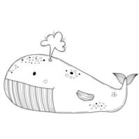 jolie grosse baleine. illustration vectorielle. élément pour la conception et la décoration de griffonnage à la main vecteur