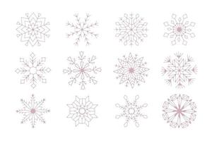 ensemble de conception unique de vecteur de noël de flocons de neige d'hiver pour l'autocollant de carte de bannière de brochure