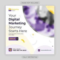 modèle de publication de médias sociaux violet clair et jaune créatif d'agence de marketing numérique vecteur