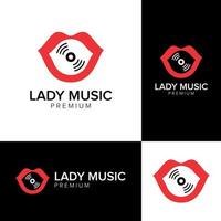 modèle de vecteur d'icône de logo de musique de dame