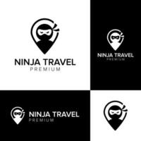 modèle vectoriel d'icône de logo de voyage ninja